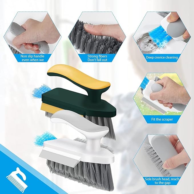 4 in 1 Tile Grout Cleaning Brush with Squeegee