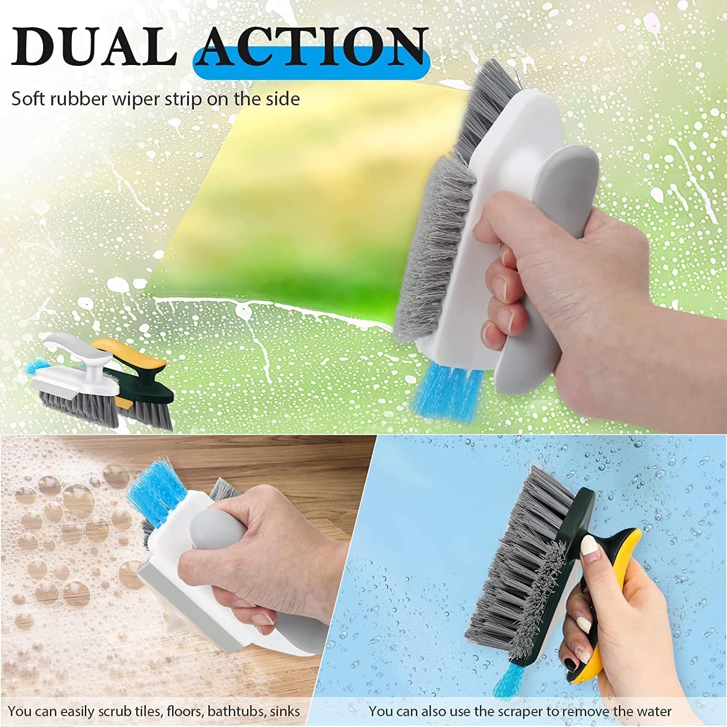 4 in 1 Tile Grout Cleaning Brush with Squeegee